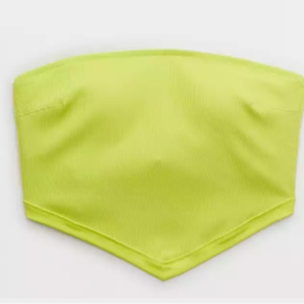 NWT Aerie Lime Green xxs Ribbed swimsuit handkerchief top